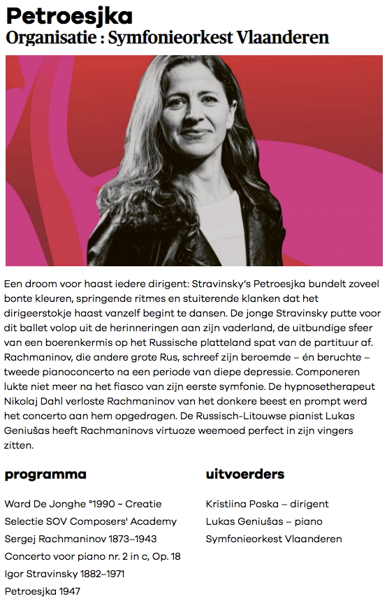 Page Internet. Concertgebouw Brugge. Stravinsky|s Petroesjka. 2022-05-05